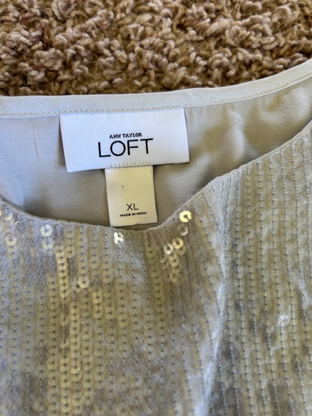 LOFT silver Sequin-Trim Sleeveless Blouse - Picture 2 of 2